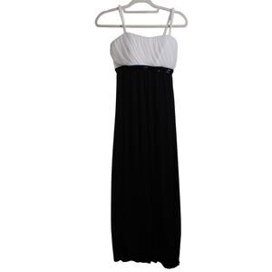 Y2K Sweet Storm Black Maxi Dress With White Draped Cups And Sequins Size L